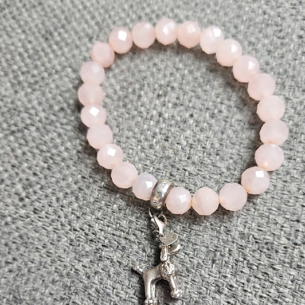 THOMAS SABO Elegant Pink Beaded Bracelet with Silver Dog Poodle Charm